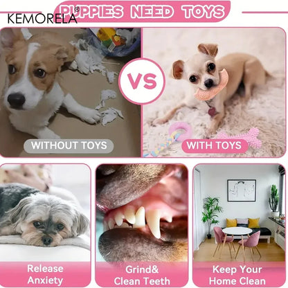 6-teiliges Kauspielzeug-Set für Hunde – Knochen, Ball & Donut aus Gummi