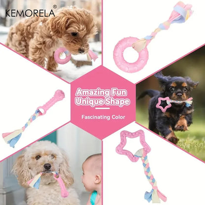 6-teiliges Kauspielzeug-Set für Hunde – Knochen, Ball & Donut aus Gummi
